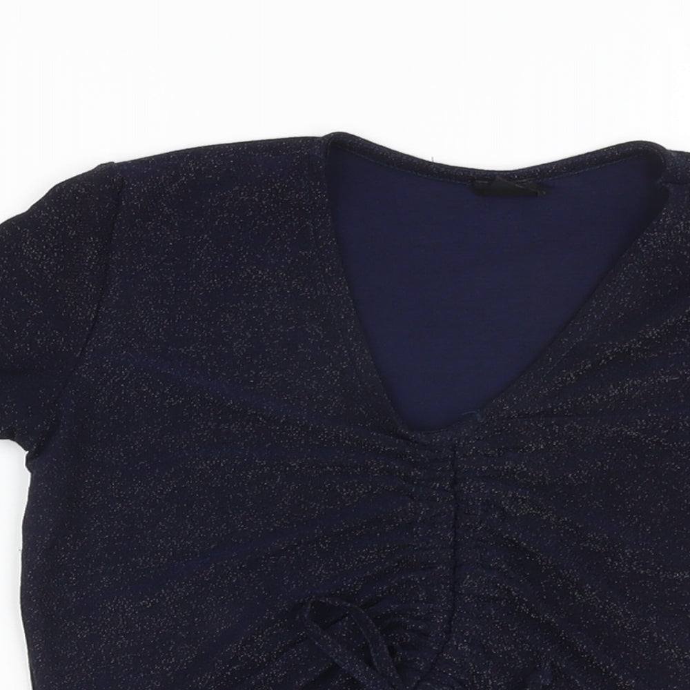 Womens UK Size M Urban Outfitters Blue Cropped T-Shirt