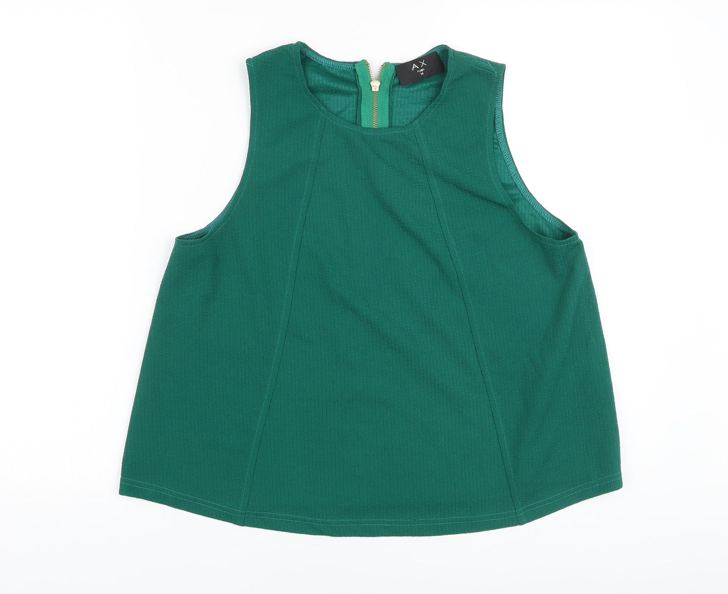 AX Paris Womens Green Polyester Basic Tank Size 14 Round Neck