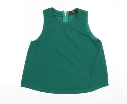 AX Paris Womens Green Polyester Basic Tank Size 14 Round Neck