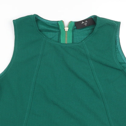 AX Paris Womens Green Polyester Basic Tank Size 14 Round Neck