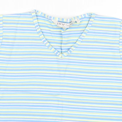 EWM Womens Multicoloured Striped Cotton Basic Tank Size 14 V-Neck