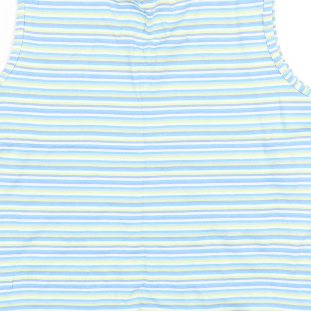 EWM Womens Multicoloured Striped Cotton Basic Tank Size 14 V-Neck