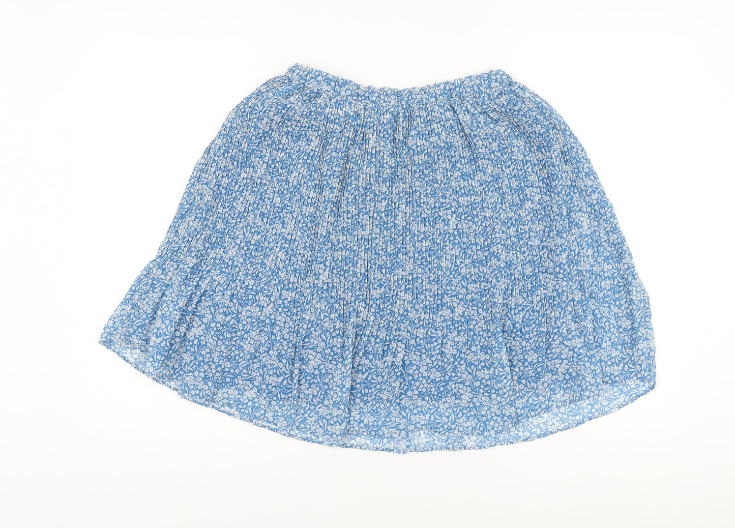 Mango Womens Blue Floral Polyester Pleated Skirt Size S