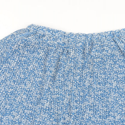 Mango Womens Blue Floral Polyester Pleated Skirt Size S