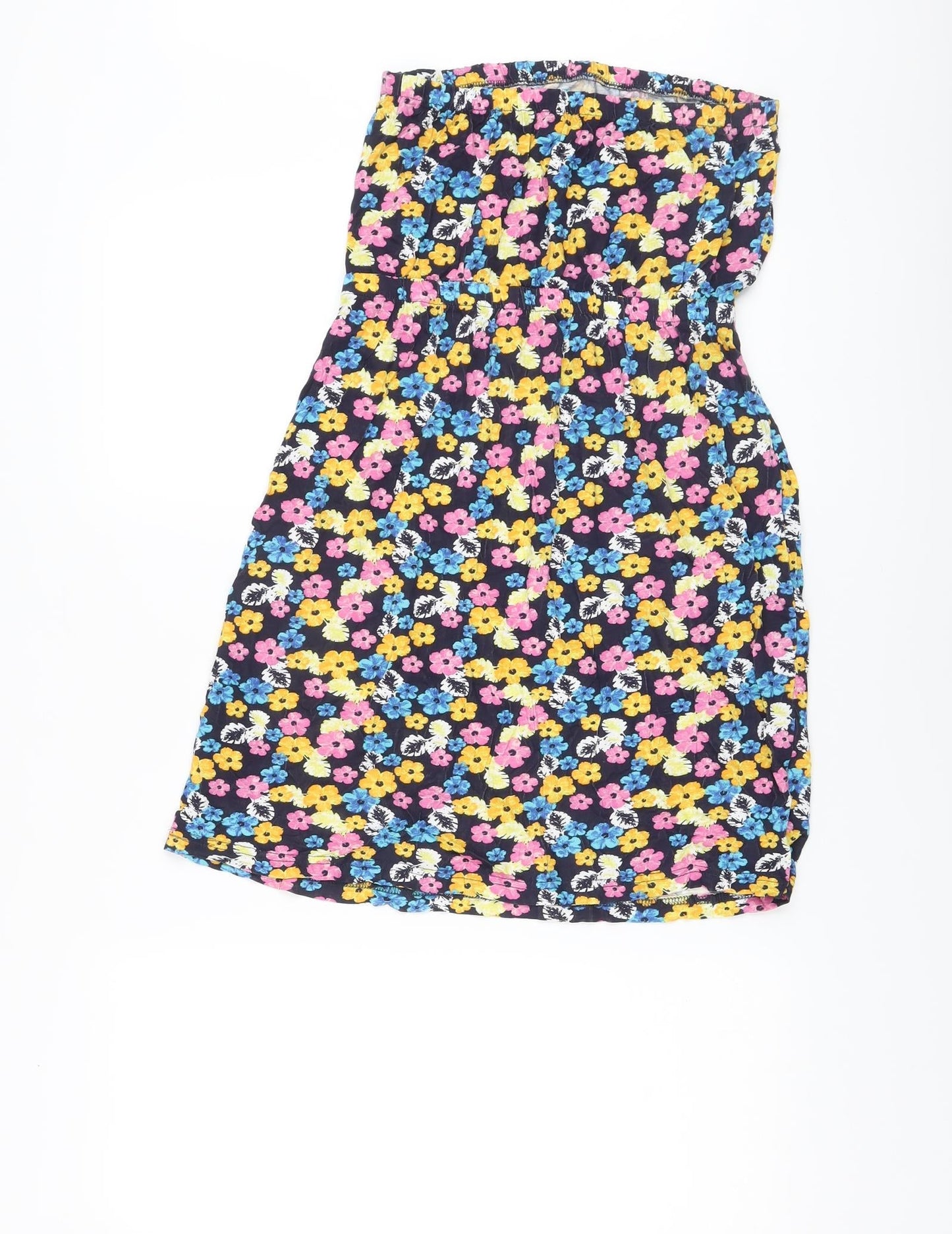 Stuido Womens Multicoloured Floral Viscose Mini Size 12 Off the Shoulder Pullover