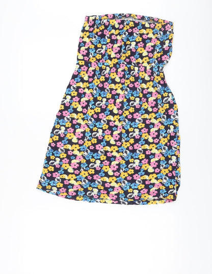 Stuido Womens Multicoloured Floral Viscose Mini Size 12 Off the Shoulder Pullover