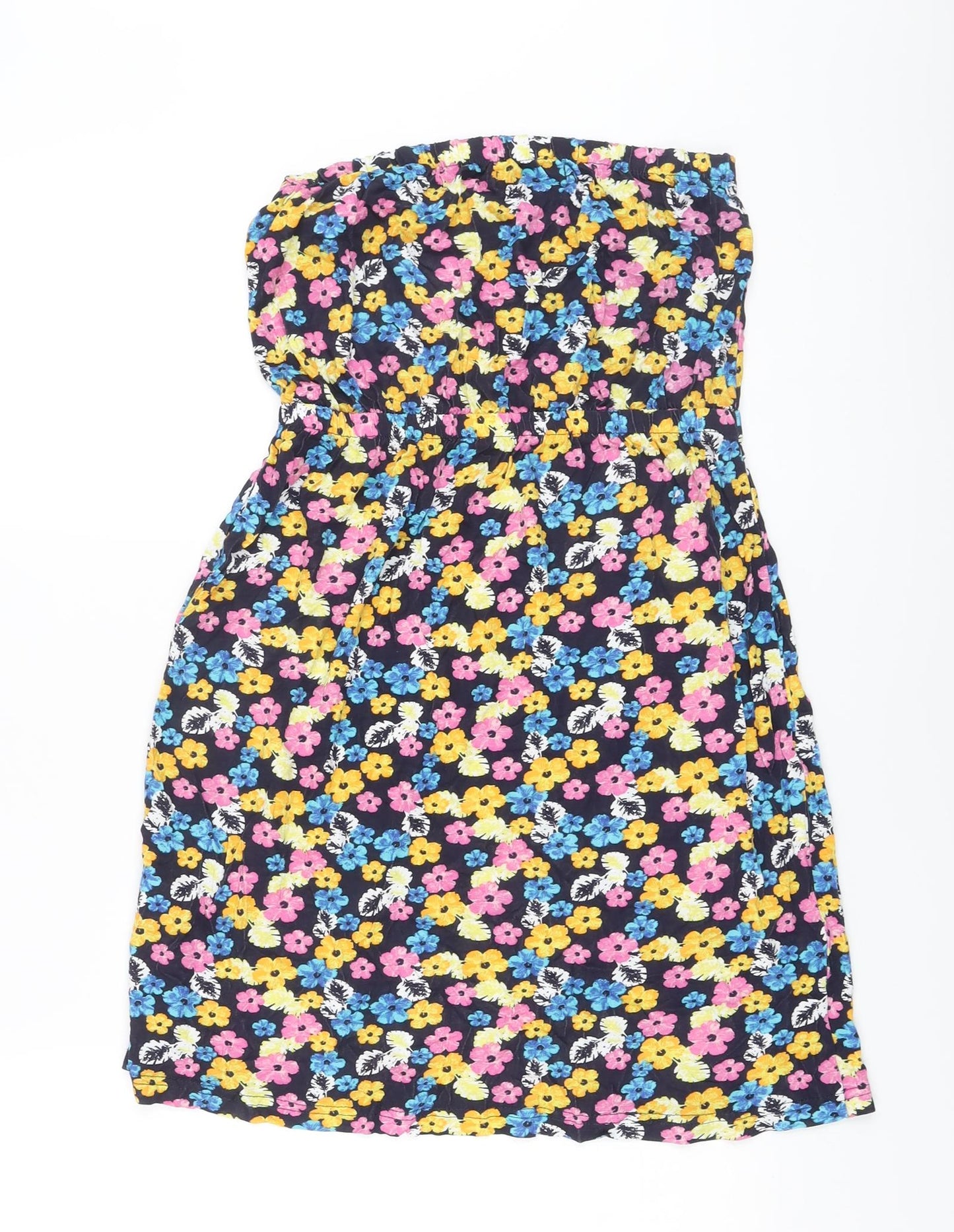 Stuido Womens Multicoloured Floral Viscose Mini Size 12 Off the Shoulder Pullover