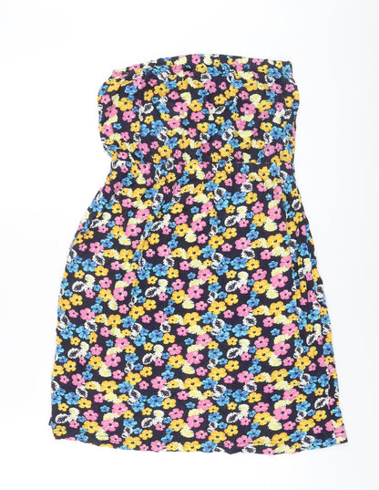Stuido Womens Multicoloured Floral Viscose Mini Size 12 Off the Shoulder Pullover