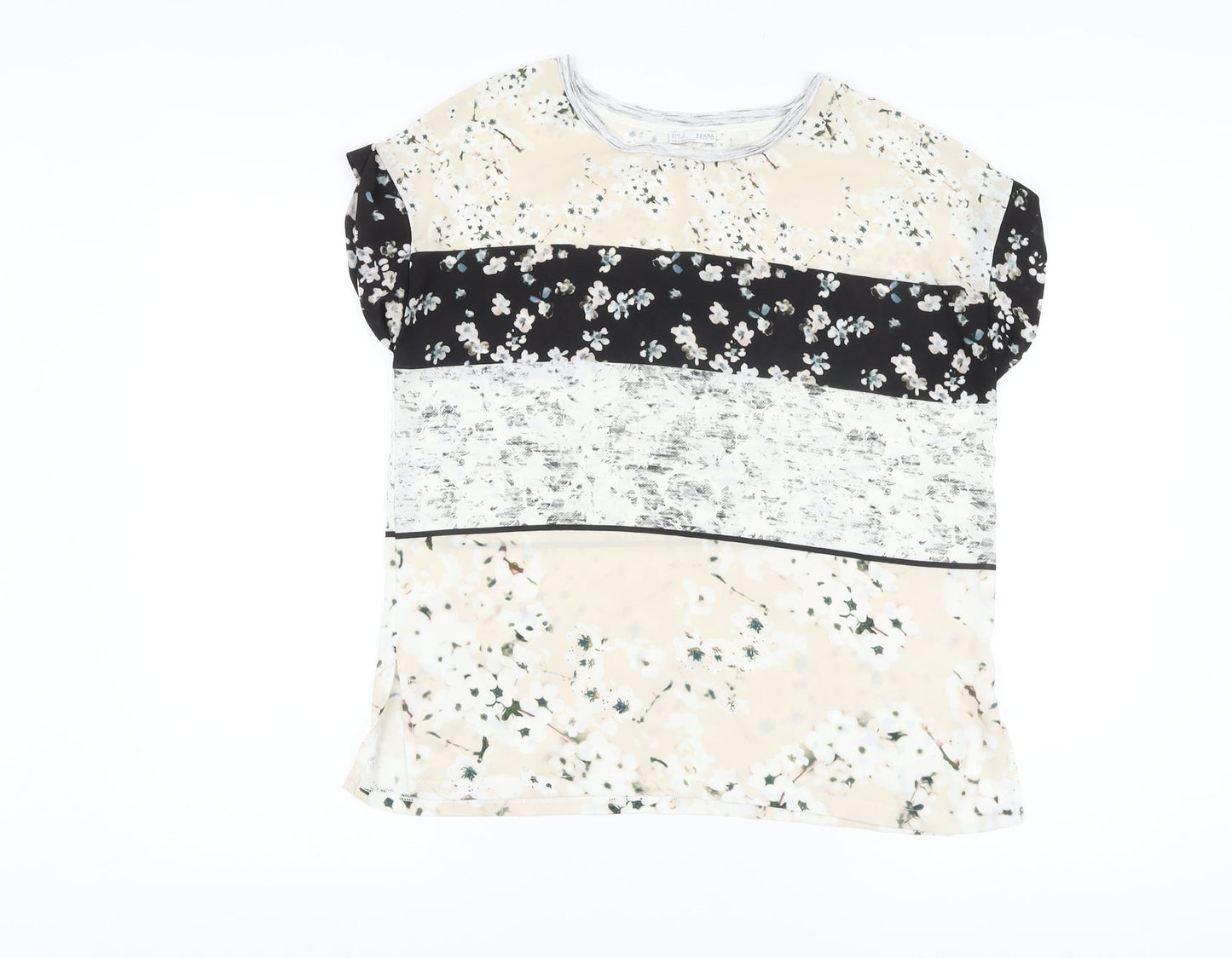 Womens UK Size S Zara Multicoloured Basic T-Shirt