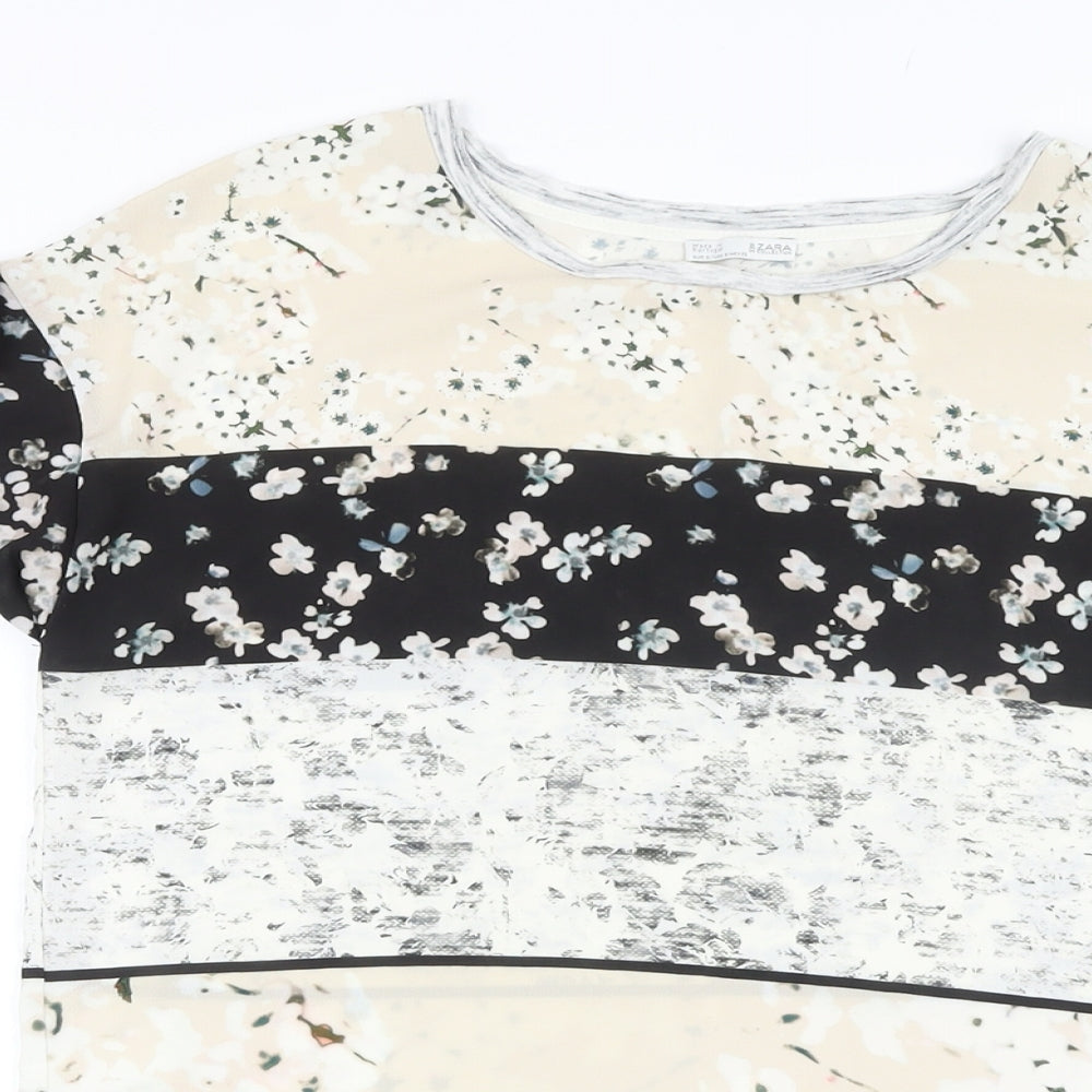 Womens UK Size S Zara Multicoloured Basic T-Shirt