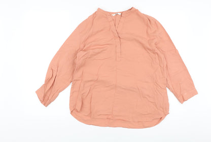Unqlo Womens Pink Viscose Basic Blouse Size M V-Neck