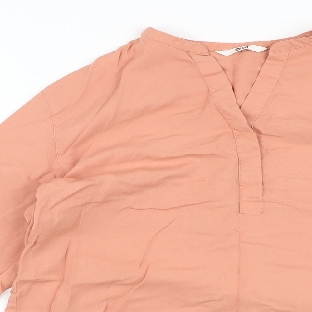 Unqlo Womens Pink Viscose Basic Blouse Size M V-Neck