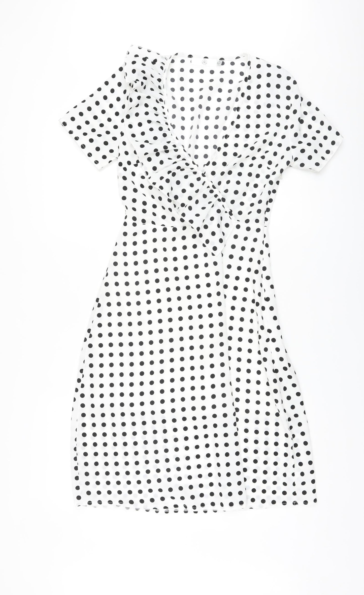 Missguided Womens White Polka Dot Polyester A-Line Size 8 V-Neck Zip