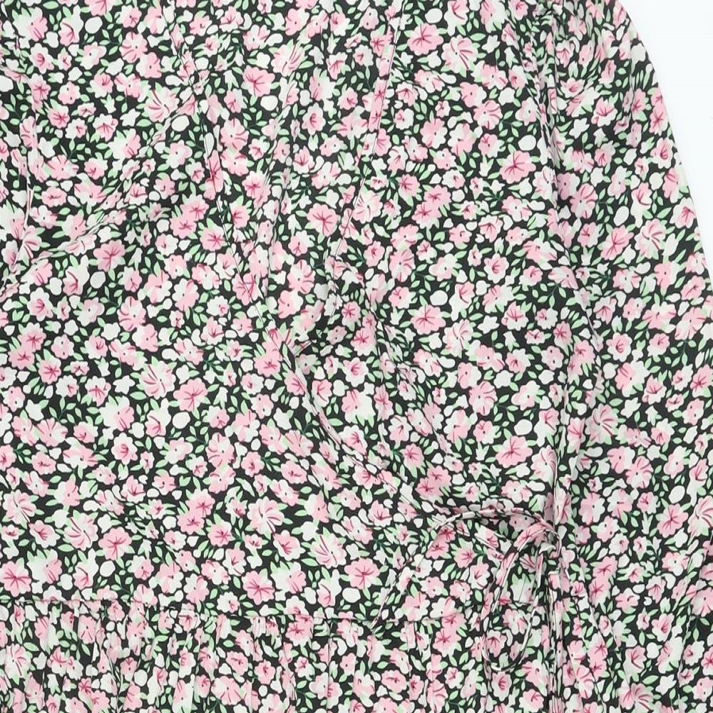 Boohoo Womens Multicoloured Floral Polyester A-Line Size 10 V-Neck Pullover