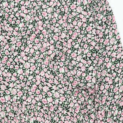 Boohoo Womens Multicoloured Floral Polyester A-Line Size 10 V-Neck Pullover