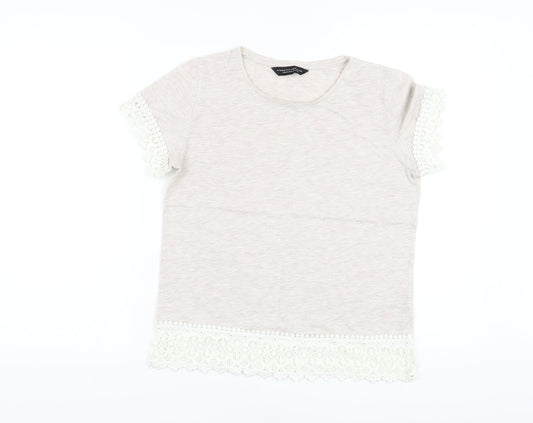 Womens UK Size 12 Dorothy Perkins Beige Basic T-Shirt