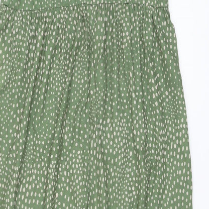 Missguided Womens Green Polka Dot Polyester A-Line Size 12 Round Neck Zip