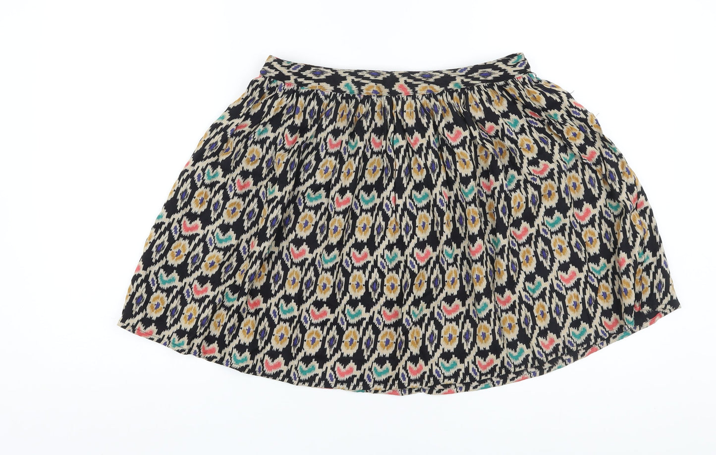ASOS Womens Multicoloured Geometric Viscose A-Line Skirt Size 12 Zip
