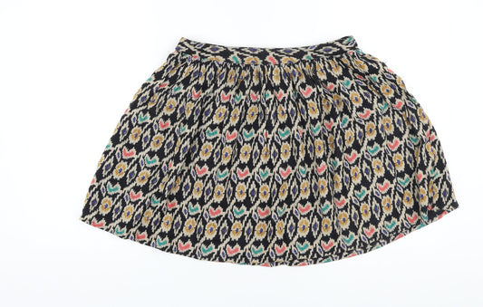 ASOS Womens Multicoloured Geometric Viscose A-Line Skirt Size 12 Zip