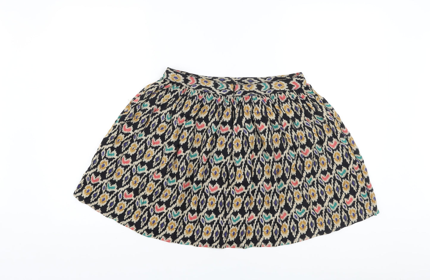 ASOS Womens Multicoloured Geometric Viscose A-Line Skirt Size 12 Zip