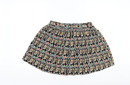 ASOS Womens Multicoloured Geometric Viscose A-Line Skirt Size 12 Zip
