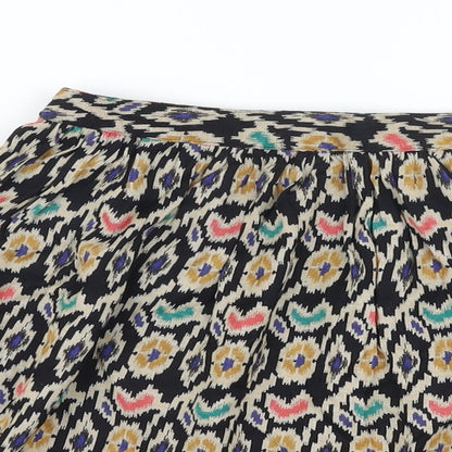 ASOS Womens Multicoloured Geometric Viscose A-Line Skirt Size 12 Zip