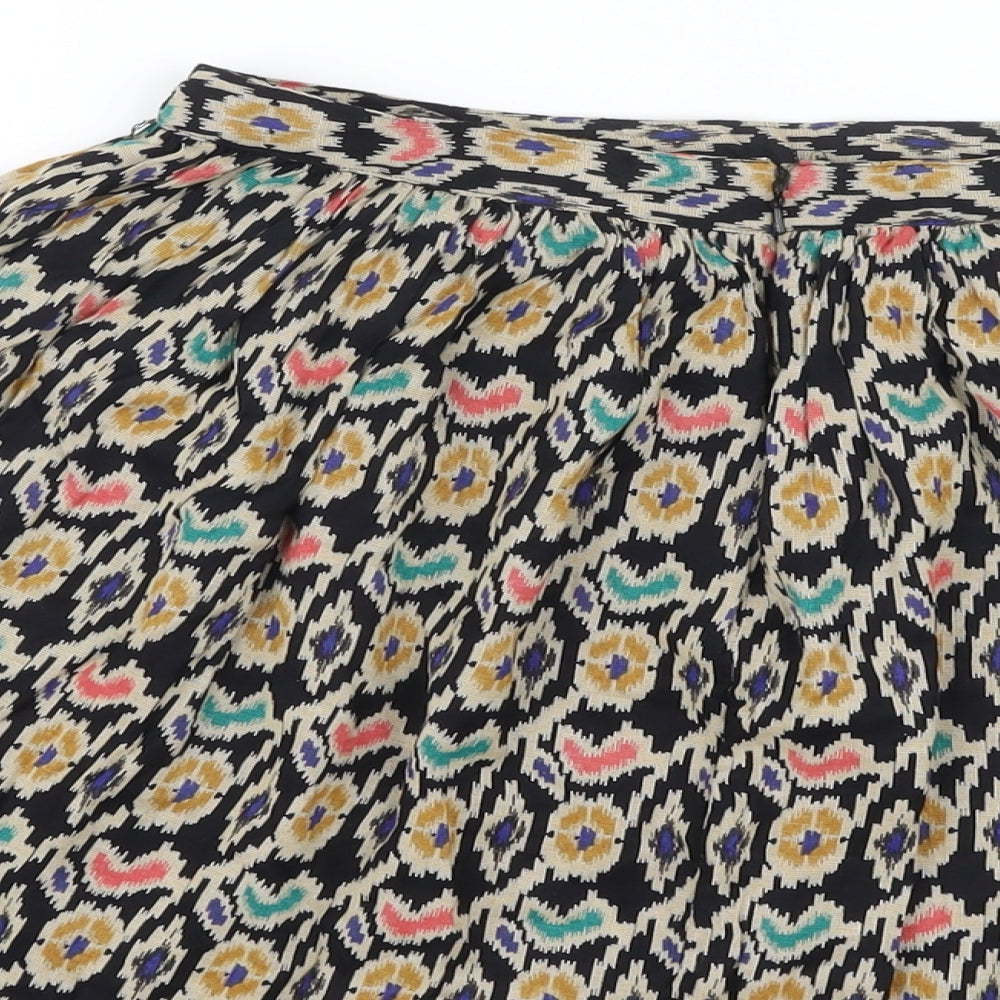 ASOS Womens Multicoloured Geometric Viscose A-Line Skirt Size 12 Zip