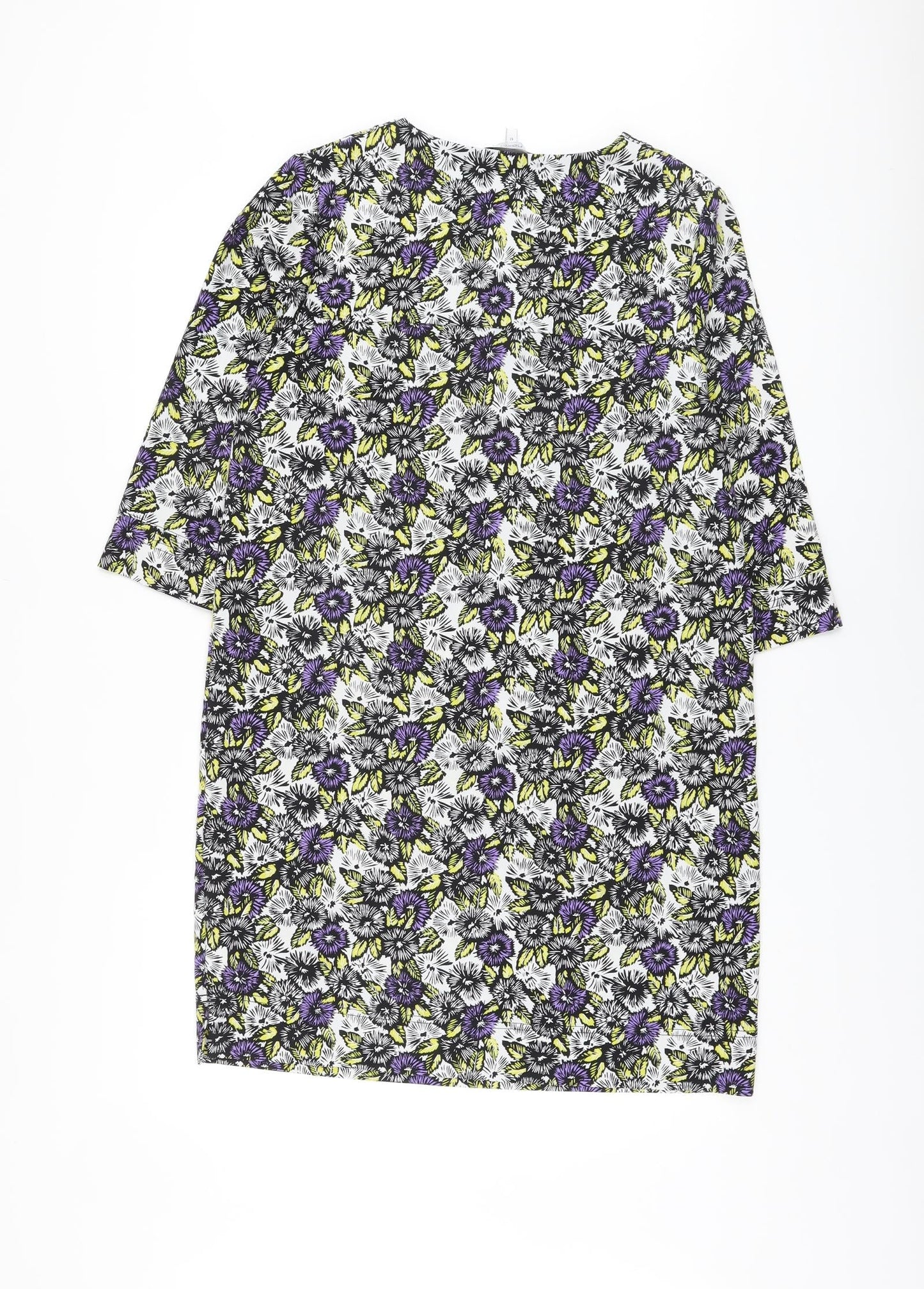 NEXT Womens Multicoloured Floral Polyester A-Line Size 12 V-Neck Pullover