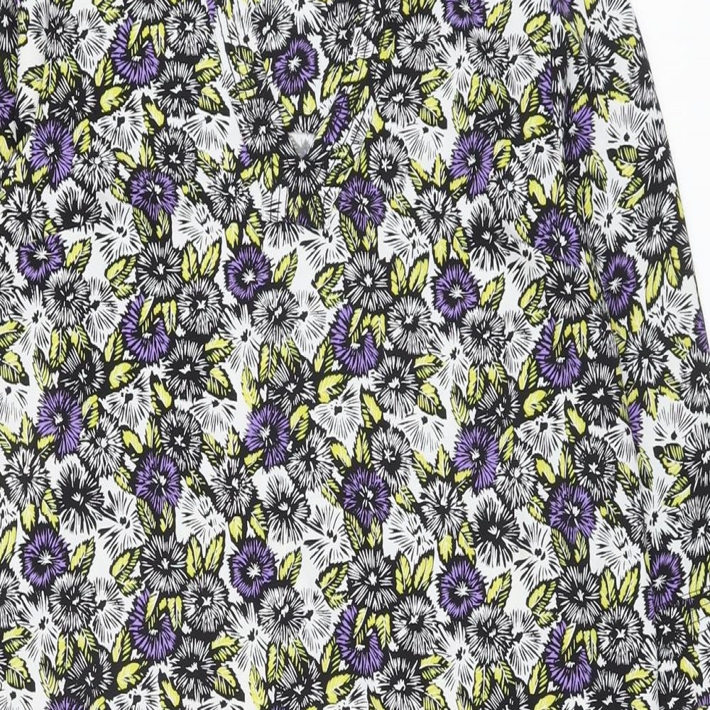 NEXT Womens Multicoloured Floral Polyester A-Line Size 12 V-Neck Pullover