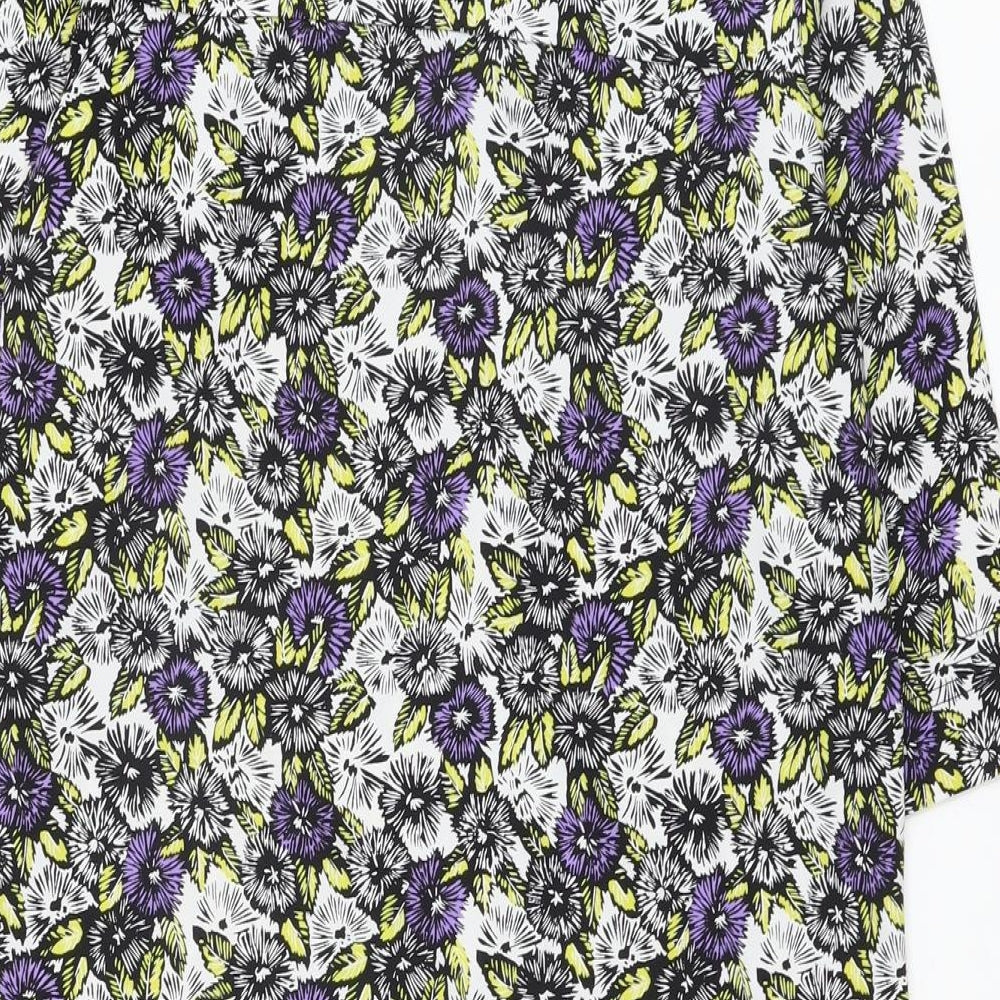 NEXT Womens Multicoloured Floral Polyester A-Line Size 12 V-Neck Pullover