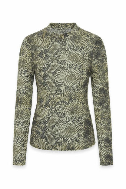 & Other Stories Womens Green Animal Print Polyester Basic Blouse Size 8 Mock Neck