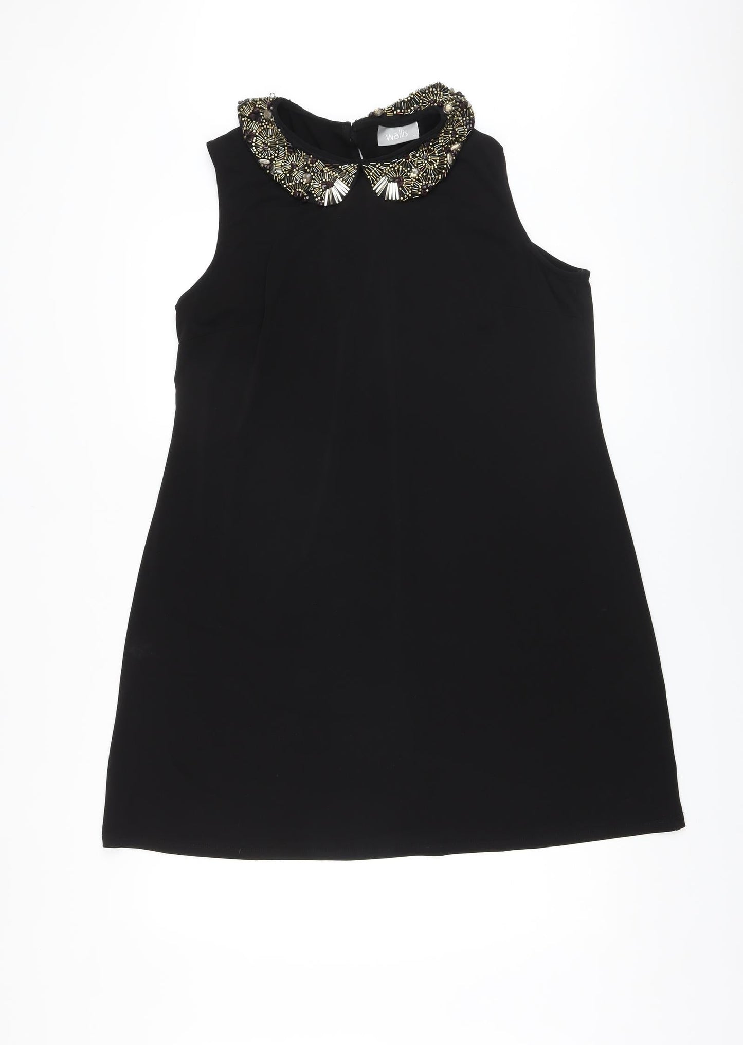 Wallis Womens Black Polyester A-Line Size L Collared Button