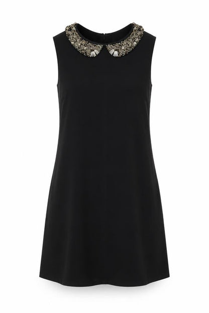 Wallis Womens Black Polyester A-Line Size L Collared Button