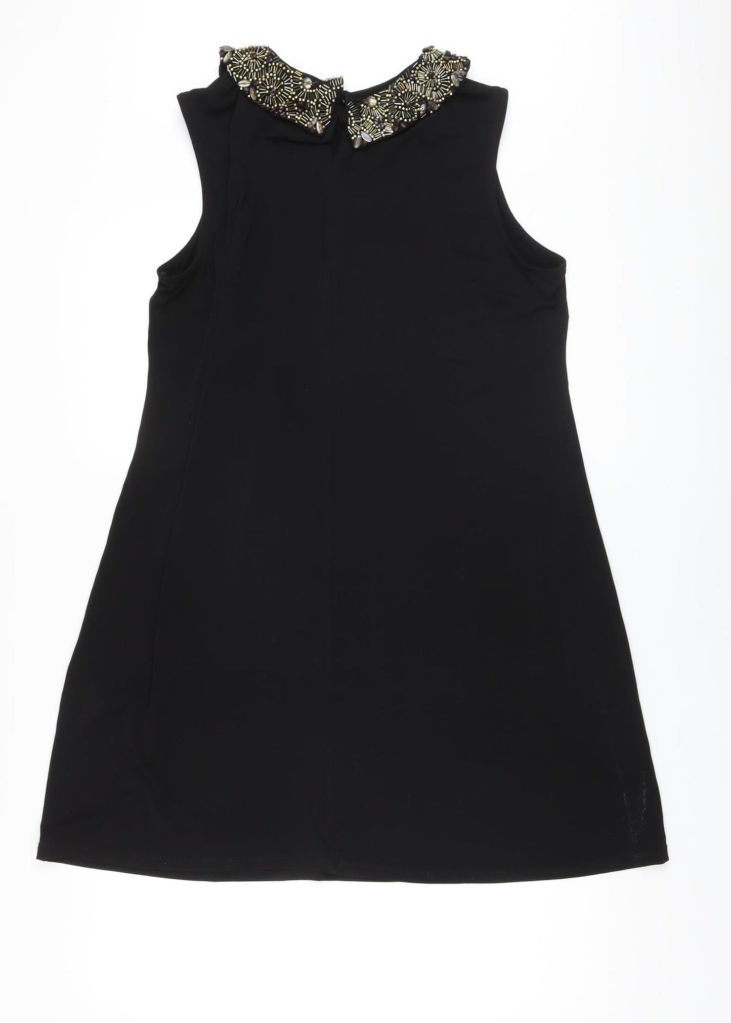 Wallis Womens Black Polyester A-Line Size L Collared Button