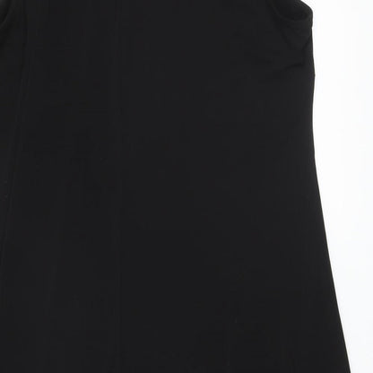 Wallis Womens Black Polyester A-Line Size L Collared Button