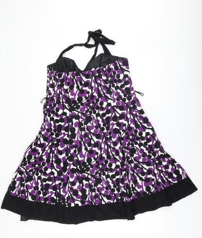 RJR.John Rocha Womens Black Geometric Cotton A-Line Size 16 Sweetheart Zip