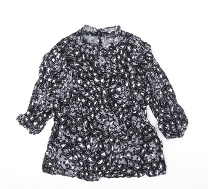 Marks and Spencer Womens Multicoloured Animal Print Viscose Basic Blouse Size 10 Round Neck - Leopard Print
