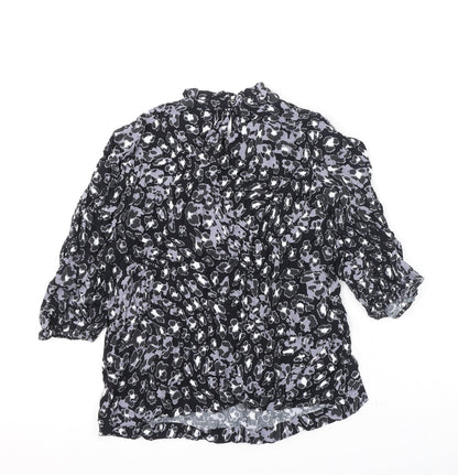 Marks and Spencer Womens Multicoloured Animal Print Viscose Basic Blouse Size 10 Round Neck - Leopard Print