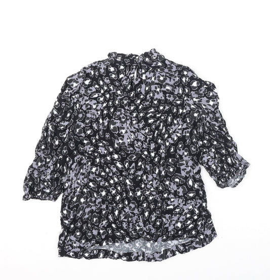 Marks and Spencer Womens Multicoloured Animal Print Viscose Basic Blouse Size 10 Round Neck - Leopard Print