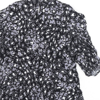 Marks and Spencer Womens Multicoloured Animal Print Viscose Basic Blouse Size 10 Round Neck - Leopard Print
