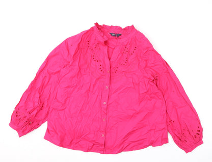 Womens UK Size 12 Marks and Spencer Pink Basic Button-Up