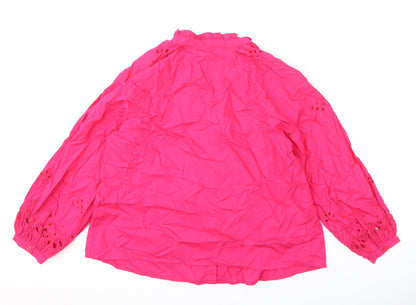 Womens UK Size 12 Marks and Spencer Pink Basic Button-Up