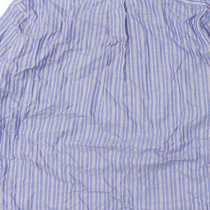 Kirkland Mens Blue Striped Polyester Button-Up Size 16.5 Collared Button
