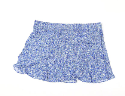 Marks and Spencer Womens Blue Floral Viscose Flare Skirt Size 24
