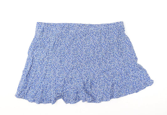 Marks and Spencer Womens Blue Floral Viscose Flare Skirt Size 24