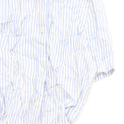 Marks and Spencer Womens Blue Striped Linen Romper One-Piece Size 12 L3 in Button