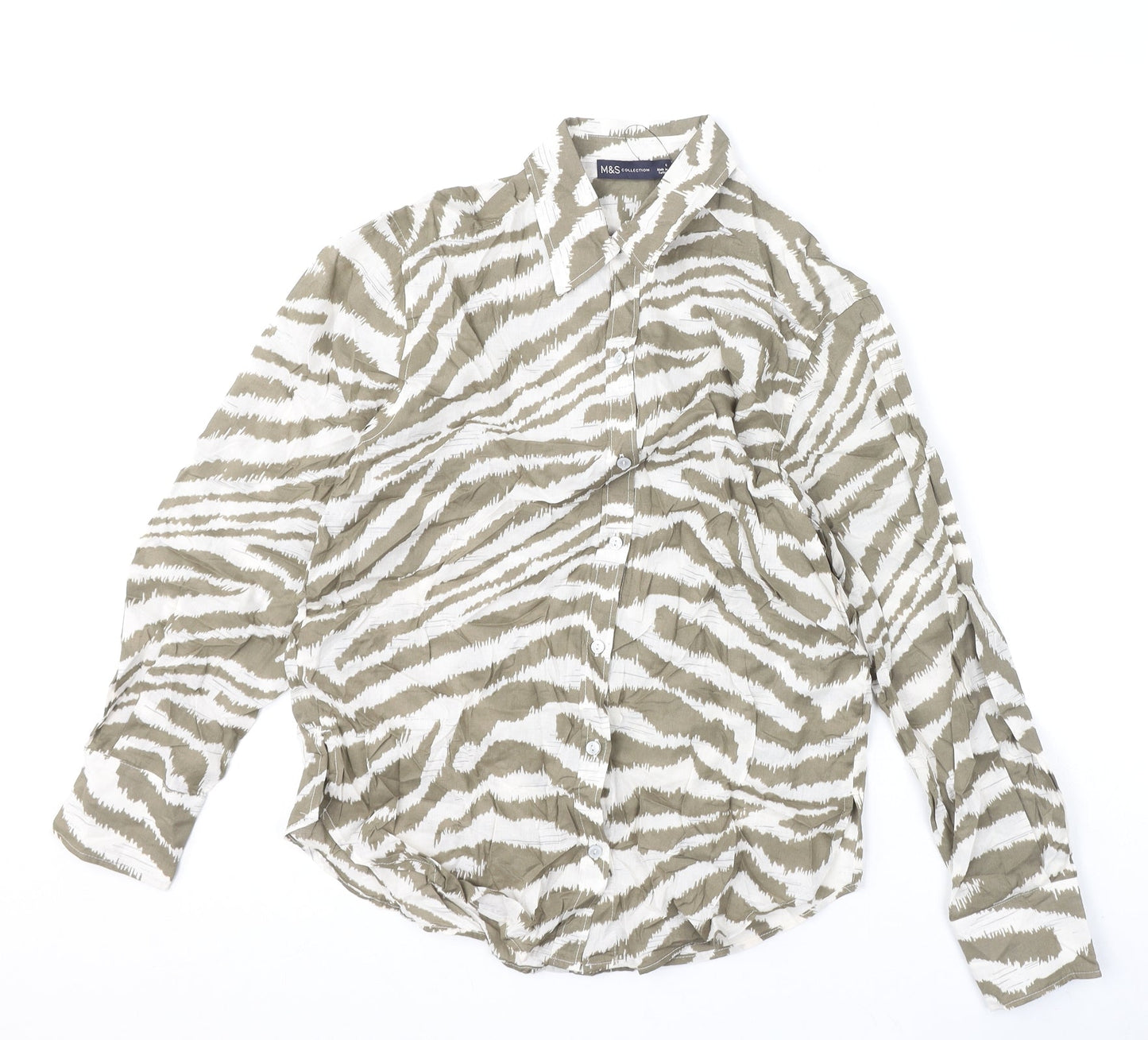 Womens UK Size 6 Marks and Spencer Brown Basic Button-Up