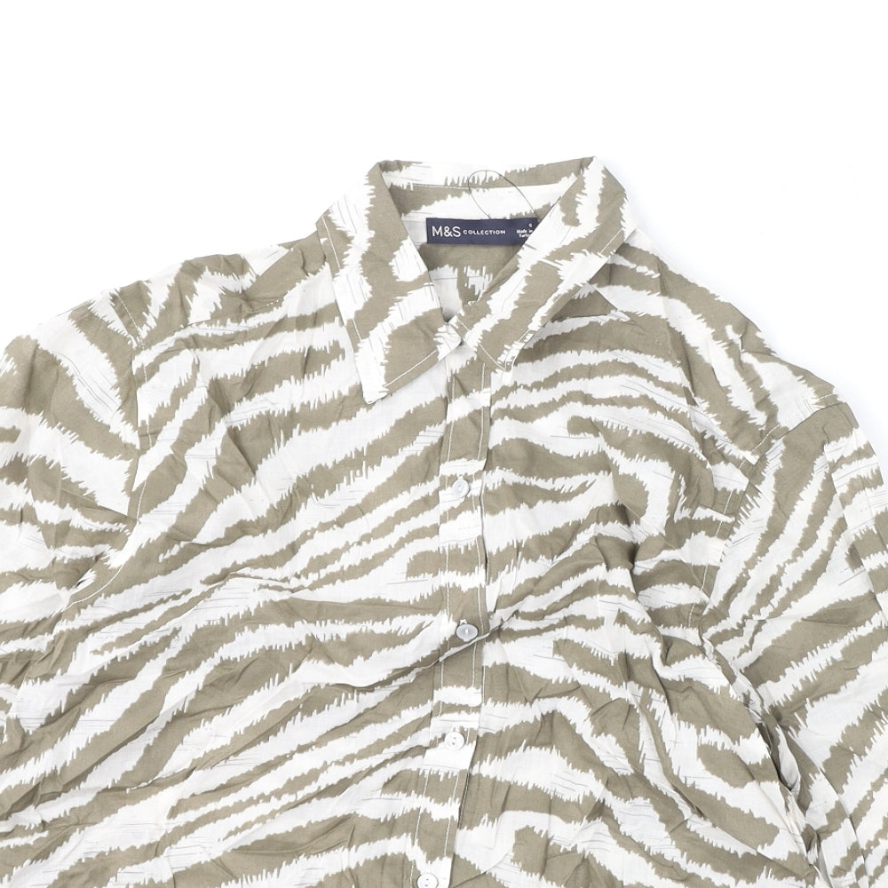 Womens UK Size 6 Marks and Spencer Brown Basic Button-Up