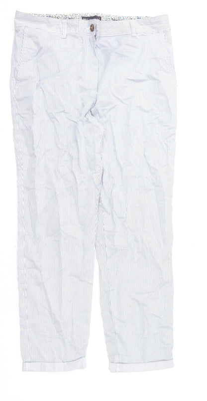 Womens UK Size 14 Marks and Spencer Regular Fit Chino Blue Trousers