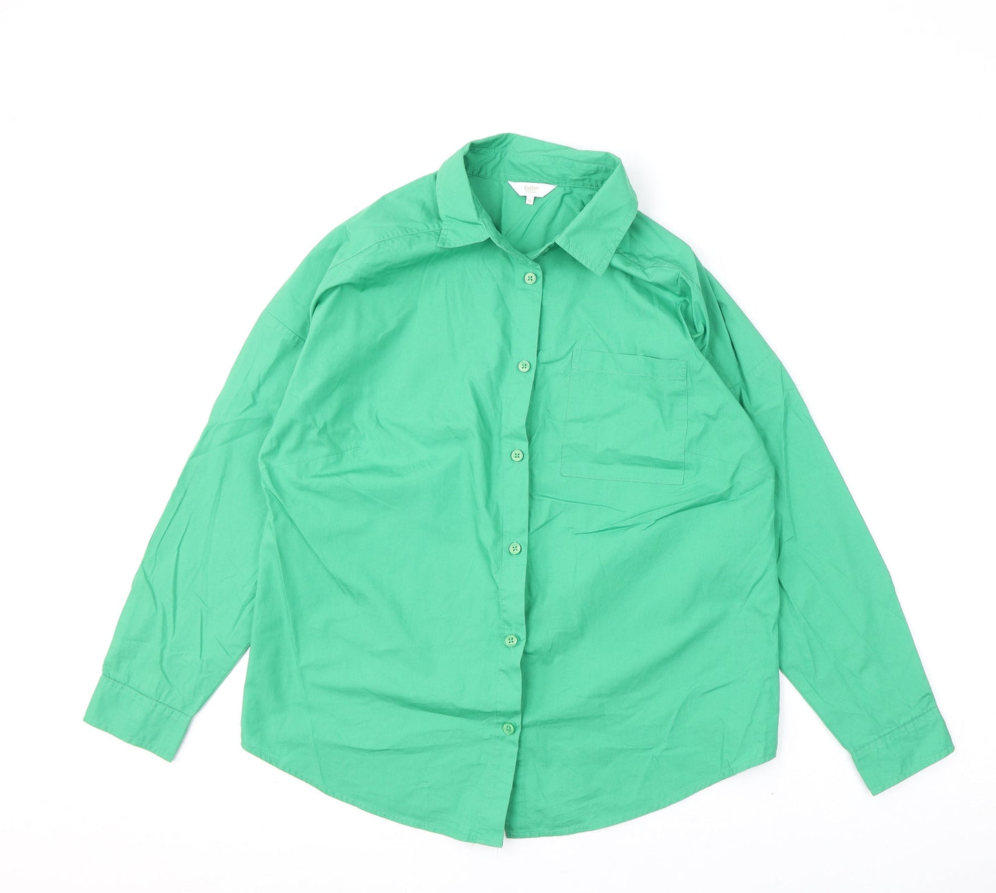 Womens UK Size 10 Cotton Traders Green Basic Button-Up
